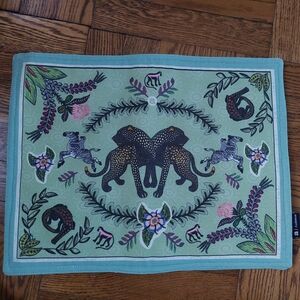 Ardmore South African Artisian Green Animal Print Fabric Placemats